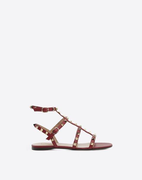 Sandalo Basso Rockstud In Vitello Con Cinturini