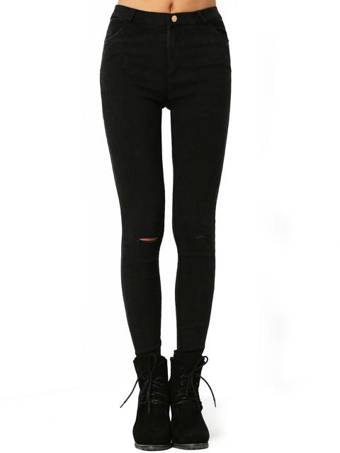 Pantalón Skinny Rotos Denim -negro
