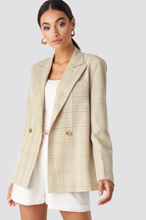 NA-KD single breasted blazer in beige