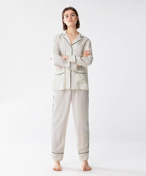Pantalón Ribete Crudo Color: Crudo Talla: Xl Material: Viscosa,