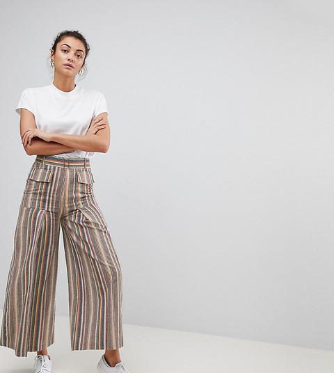 Pantalones Suaves De Pernera Ancha Con Pinzas A Rayas De Asos Design Tall