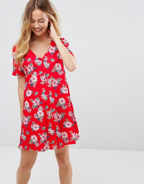 Asos Chuck On - Vestito Rosso A Fiori - Multicolore