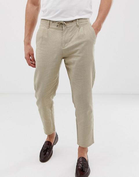 Only & Sons - Pantalon Slim En Lin Mélangé - Beige - Beige