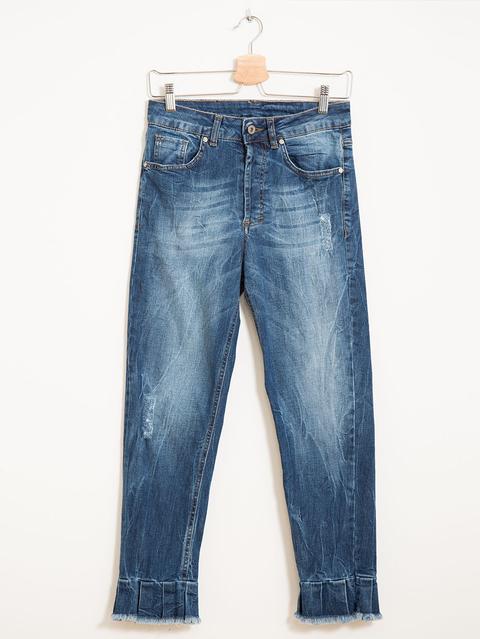 Jeans Regular Smart Con Rouches Taglio Vivo