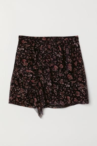 H & M - Falda Drapeada - Negro