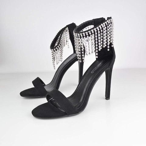 Nieves - Diamante Black Stiletto Sandals