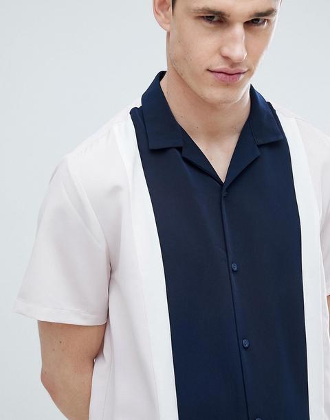 Camisa De Corte Estándar Con Paneles Cosidos Y Cuello Con Solapas De Asos Design