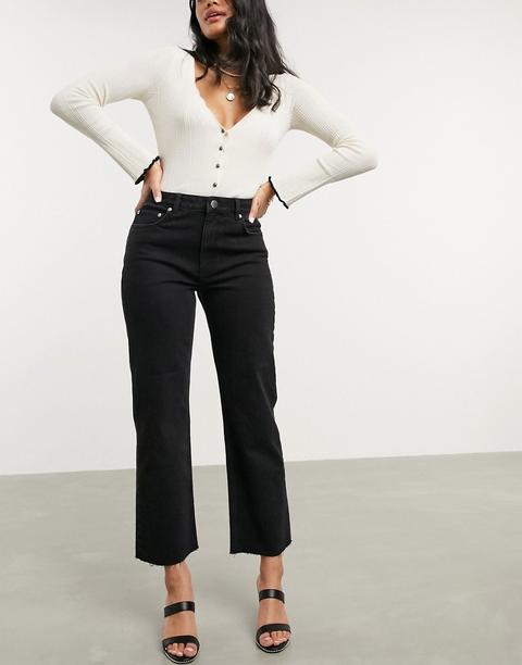 Asos Design High Rise Stretch 'effortless' Crop Kick Flare Jeans In Black