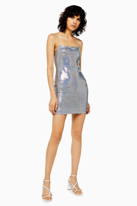 Womens Holographic Mini Bodycon Dress - Multi, Multi