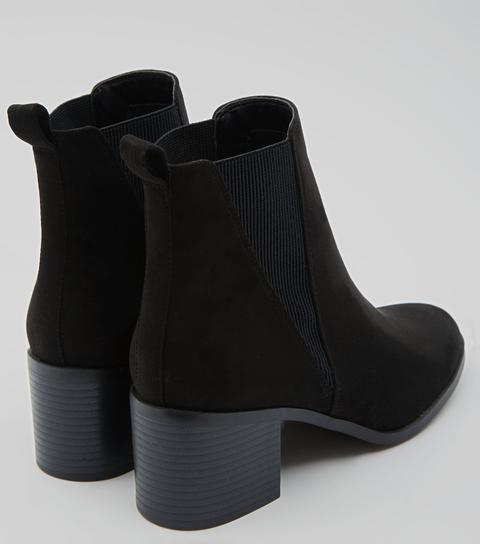 Black Suedette Elasticated Side Ankle Boots