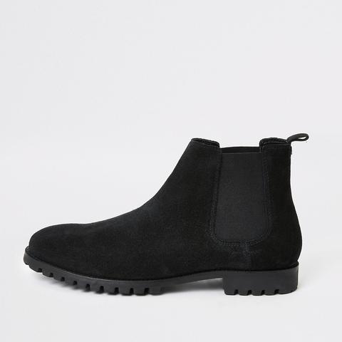 Black Suede Chelsea Boots