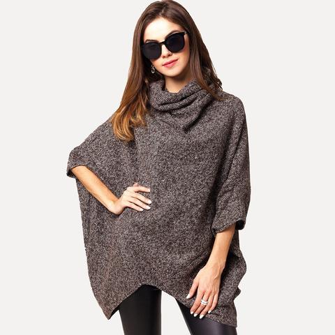 Poncho Asimétrico De Cuello Alto