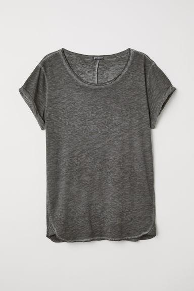 H & M - T-shirt In Jersey Flammé - Nero