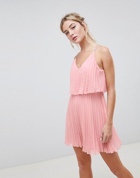 Asos Design - Vestitino Plissettato Con Top Corto - Rosa