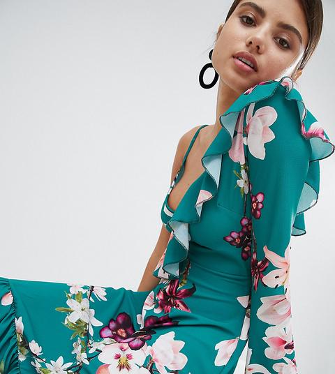 Boohoo - Vestito Midi Monospalla A Fiori - Multicolore