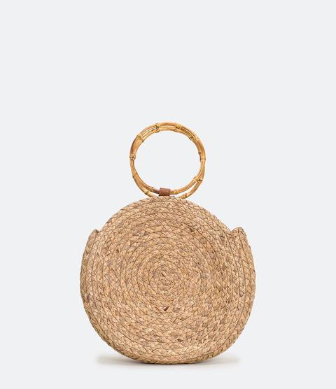 Bolsa De Palha Com Alça De Bambu