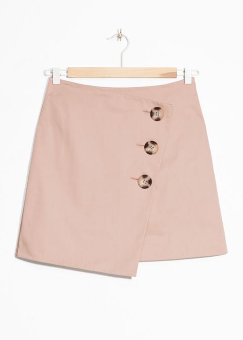 Asymmetric Button Mini Skirt