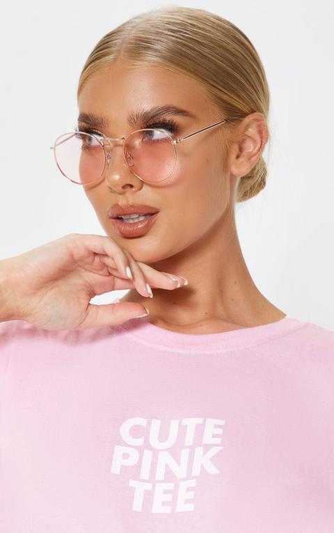 Pink Rounded Lens Retro Sunglasses