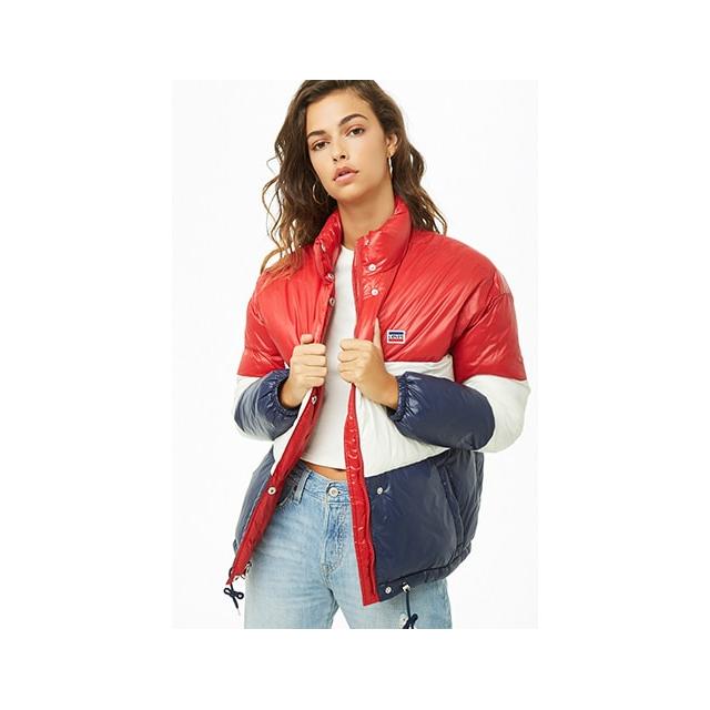 levi's color block puffer shirt jacket