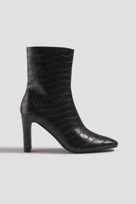 Croco Slim Heel Boots Noir