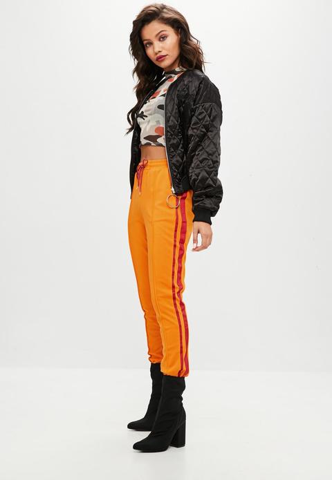 Orange Double Side Stripe Joggers, Orange