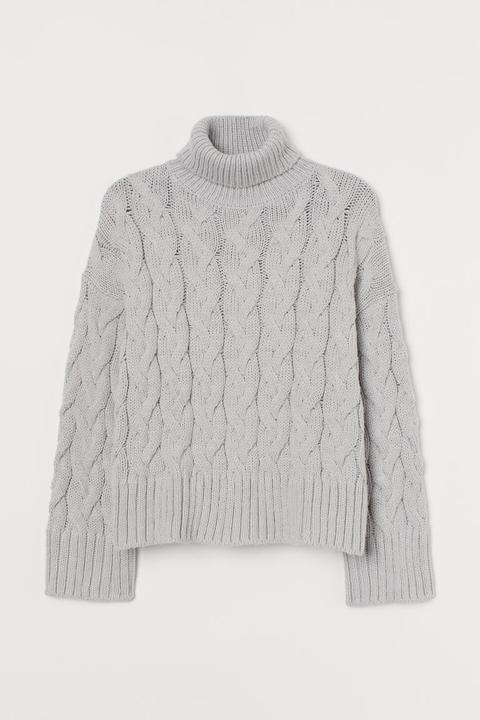 Jersey En Punto Trenzado - Gris