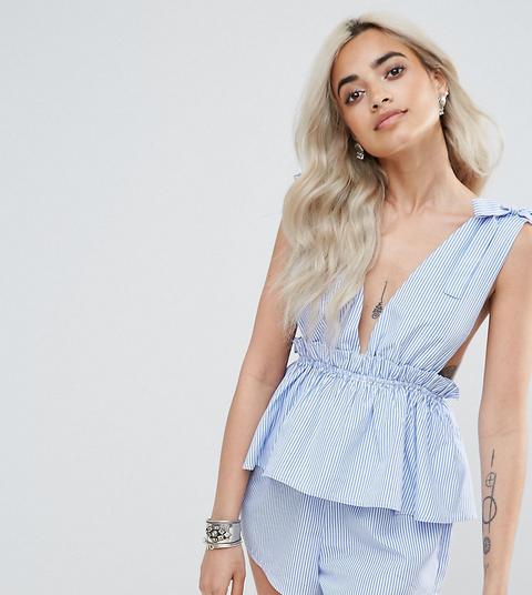 Boohoo Petite - Top Con Volant E Fiocchi Sulle Spalle - Multicolore