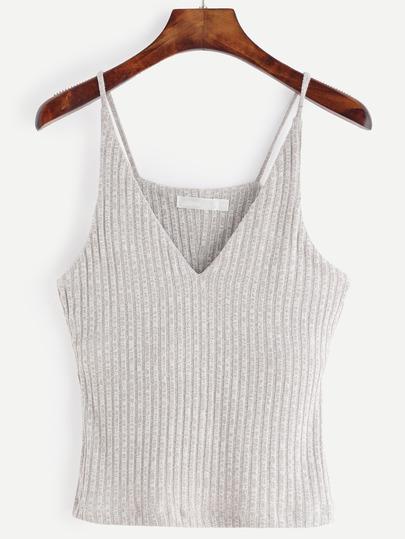 Top Tejido Ribbed Tirante Fino Gris