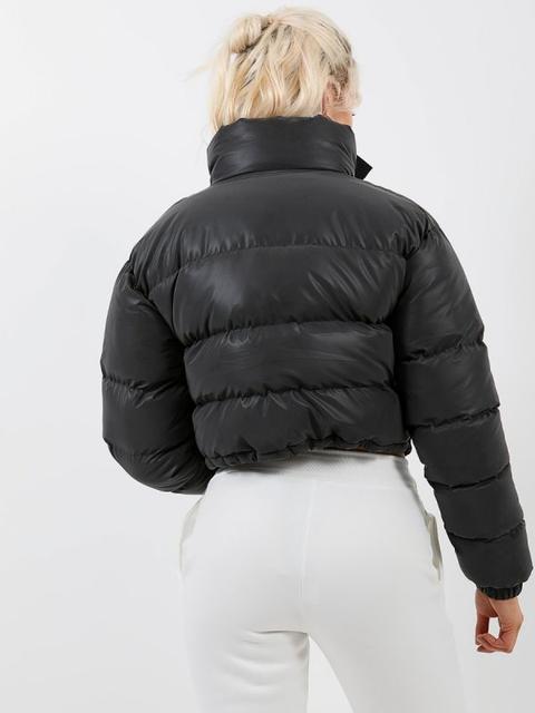 cropped black puffer jacket