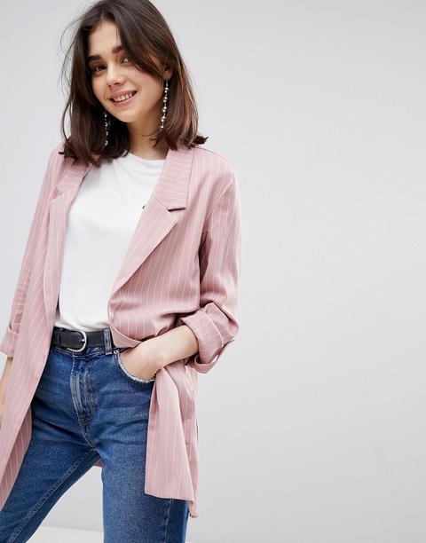 Stradivarius - Blazer Sartoriale Morbido Gessato - Rosa