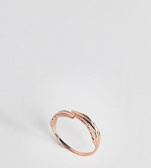 Asos - Anello Con Piuma In Argento Sterling Placcato Oro Rosa - Rame