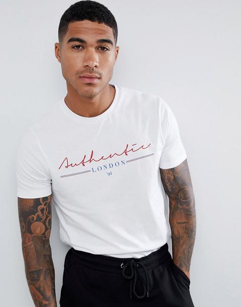 Camiseta Con Estampado Authentic London De Asos Design-blanco