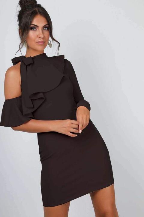 Carah One Sleeve Frilly Bodycon Dress