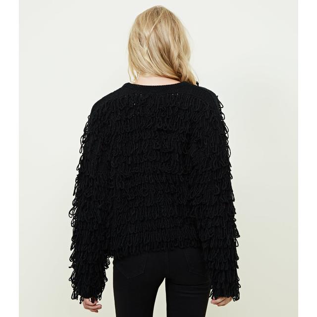 New look outlet black shaggy cardigan