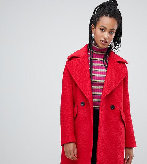 Esprit Textured Coat In Red - Red