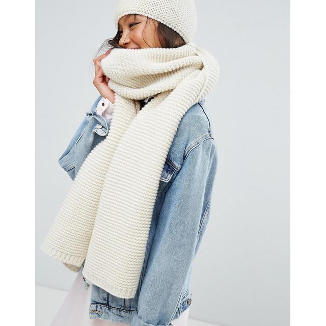 Alice Hannah Chunky Knit Scarf-cream 