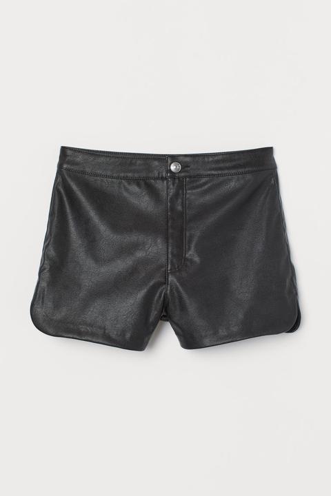 Imitation Leather Shorts - Black