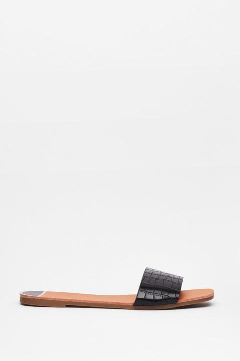 Womens You're Croc The Only One Faux Leather Flat Sandals