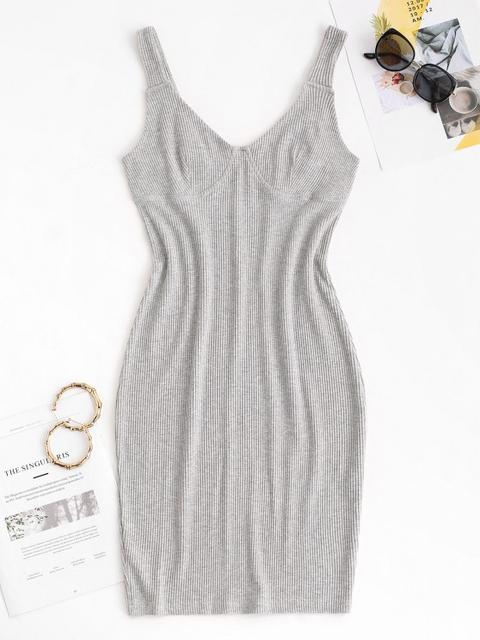 Vestido De Chaleco Y Chaleco Gray