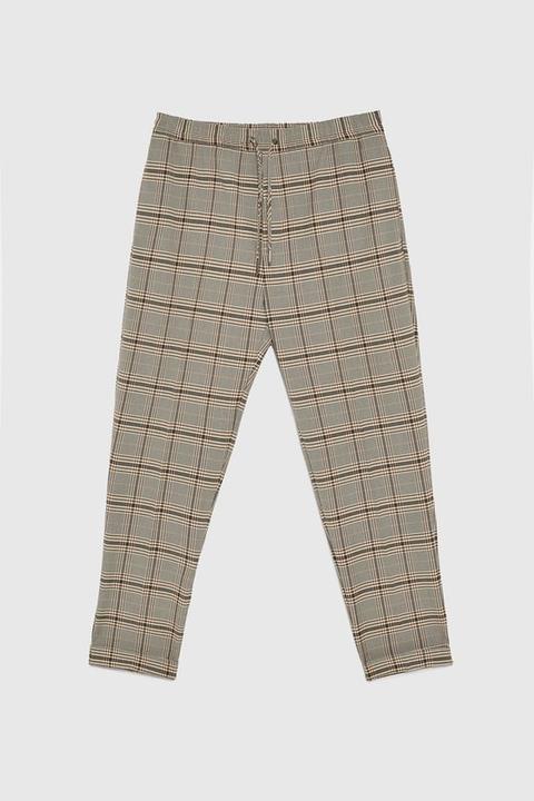 Cropped Check Trousers