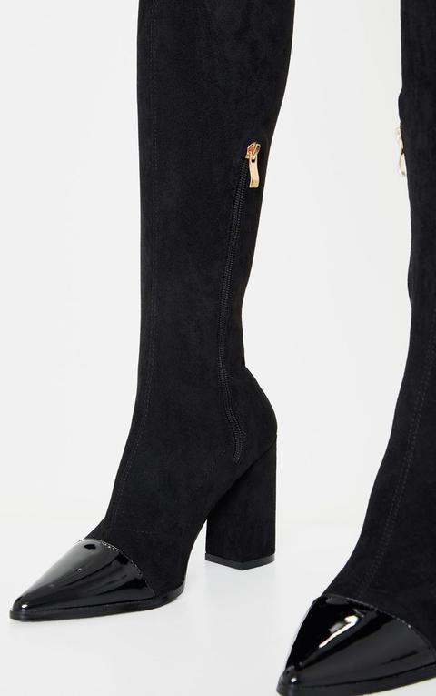black suede knee high sock boots