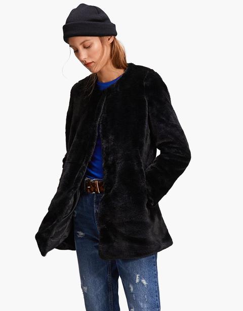 Cappotto Pelliccia Sintetica Morbido Nero