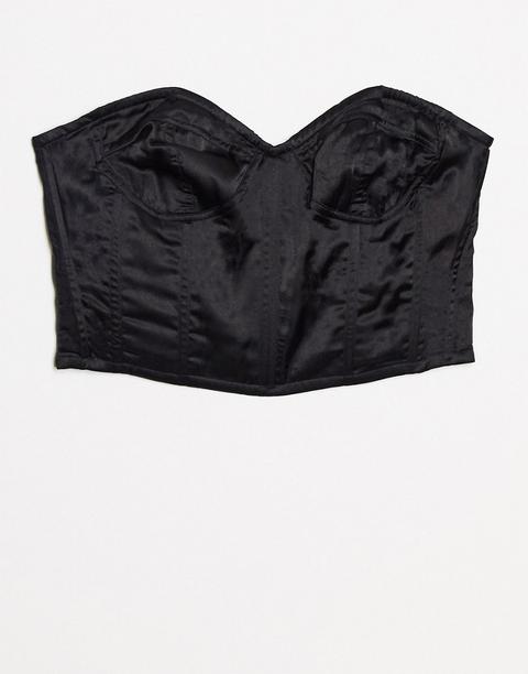 Top De Satén Con Bustier Estilo Corsé En Negro De Asos Design-sin Color