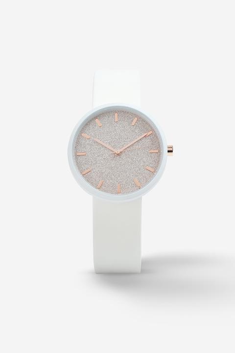 Womens **silicone Glitter Watch - White, White