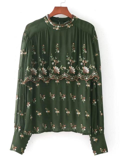 Blusa De Gasa Con Bordado