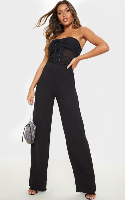 Black Wide Leg High Waisted Trousers