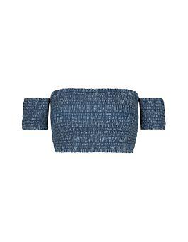 Top Arricciato In Denim