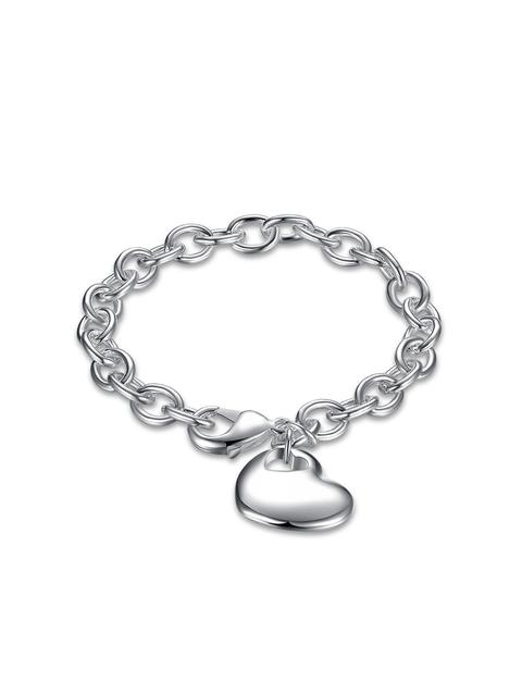 Heart Pendant Link Bracelet