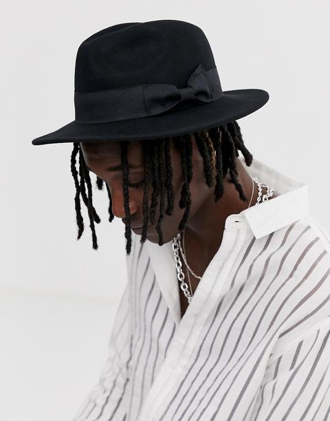 Asos Design Fedora Hat In Black