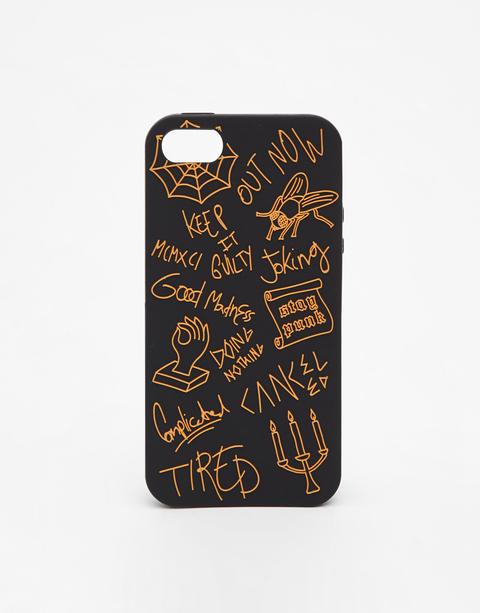 Carcasa Iphone 7/8 Negra Estampado Relieve